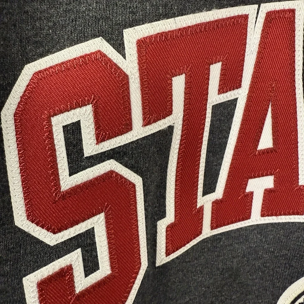 Stanford University Dad Patch Letter Champion Charcoal‎ Gray Sweatshirt Sz Large